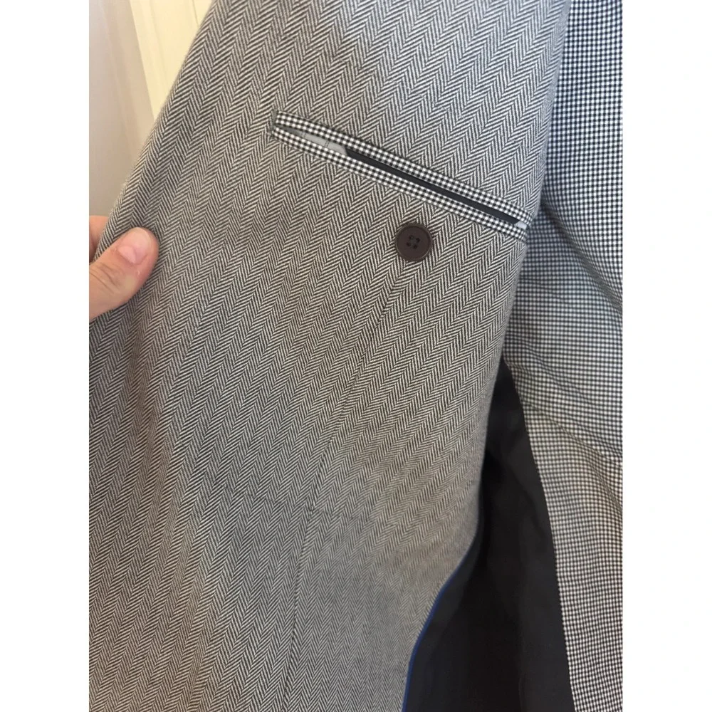 Banana Republic Tailored Fit Blazer 40R – Gray Herringbone Cotton Sport Coat‎